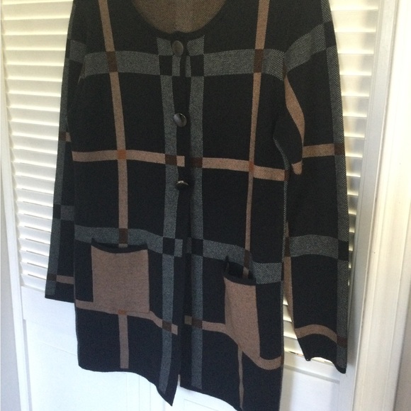 Gea Black/Tan/Grey Cardigan, Size M - Picture 2 of 6